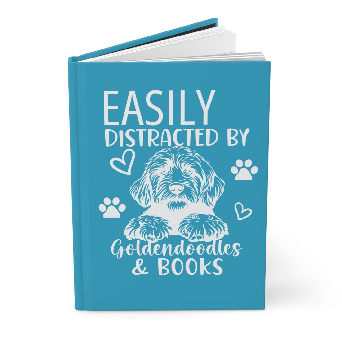 Easily Distracted by Goldendoodles & Books Hardcover Journal
