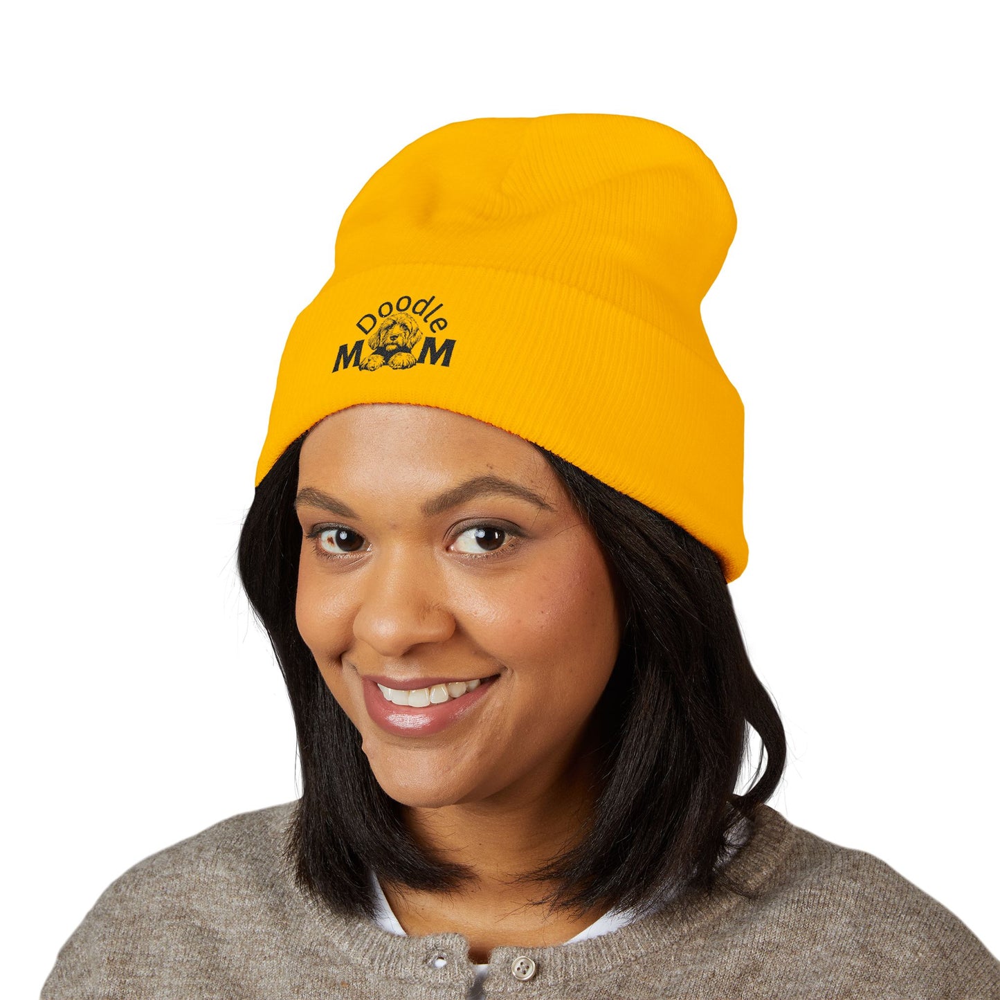 Doodle Mom Embroidered Cuffed Beanie — Cozy Dog Mom Winter Hat