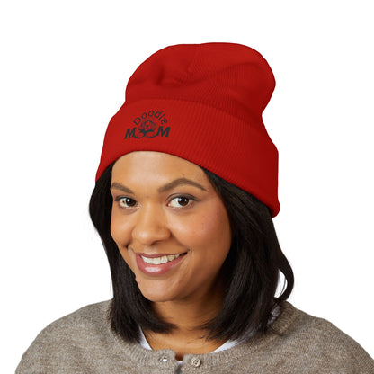 Doodle Mom Embroidered Cuffed Beanie — Cozy Dog Mom Winter Hat