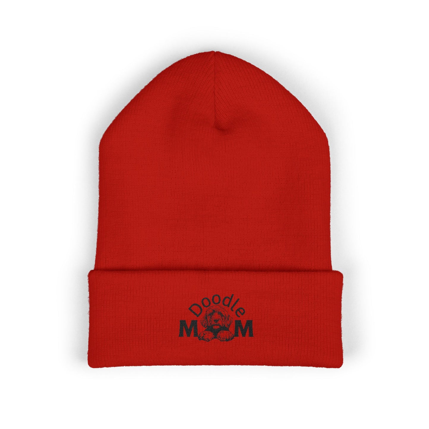 Doodle Mom Embroidered Cuffed Beanie — Cozy Dog Mom Winter Hat