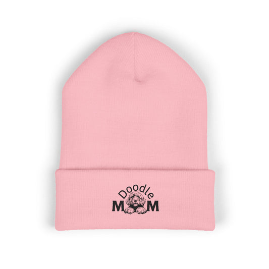 Doodle Mom Embroidered Cuffed Beanie — Cozy Dog Mom Winter Hat